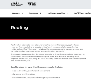 Poster for Roofing (SAFE Work Manitoba)