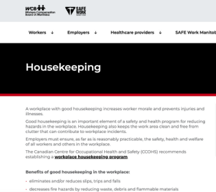 Poster for Housekeeping (SAFE Work Manitoba)